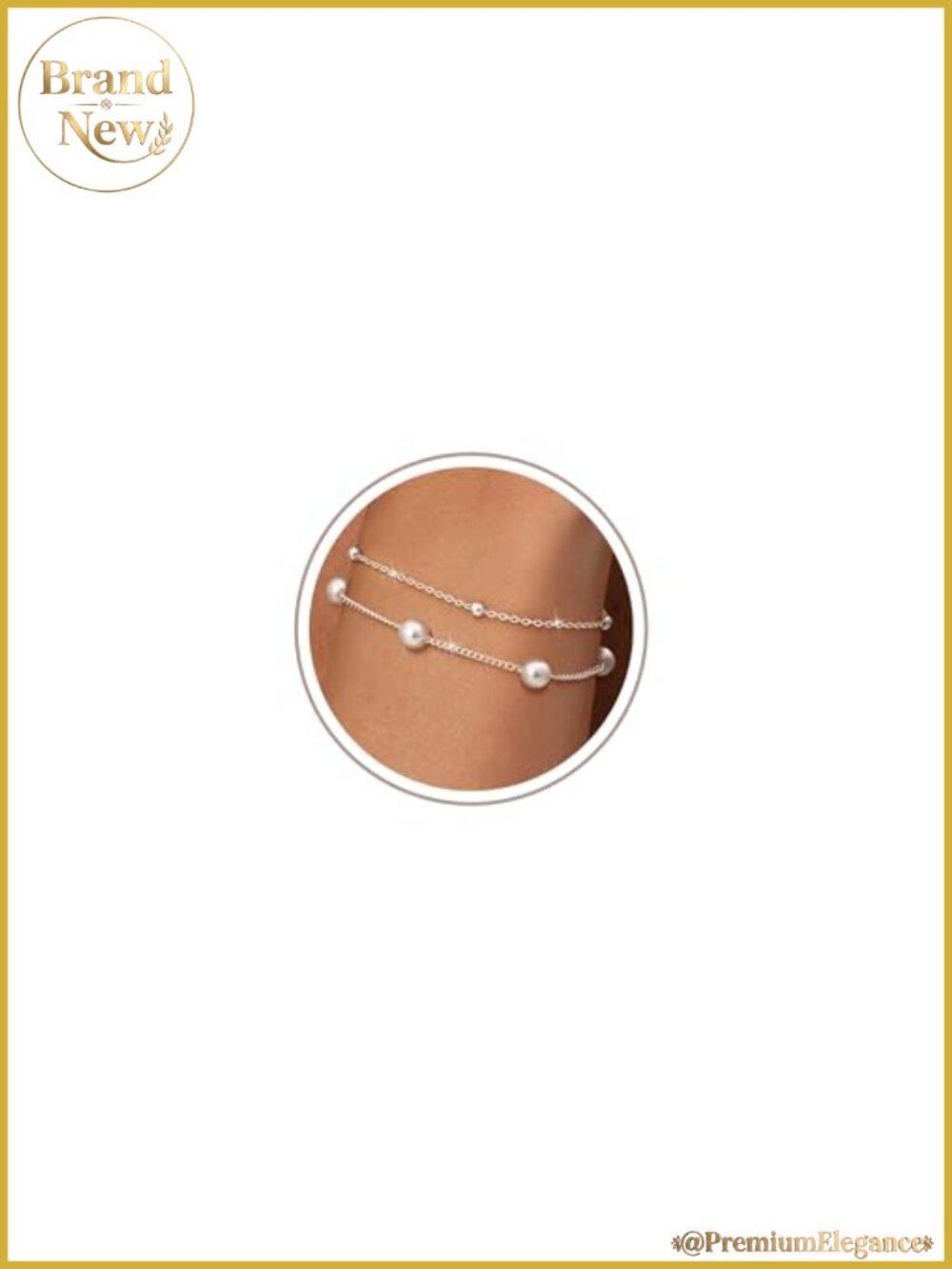 Silver Pearl Bracelet Set Dainty Chain Link Women Stackable Jewelry
